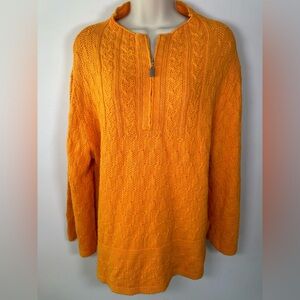 Coldwater Creek Bright Orange Cable Knit Half-Zip Sweater - Size Small